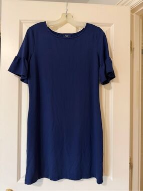 Navy Ruffle Sleeve Shift Dress - Sailor-Sailor
